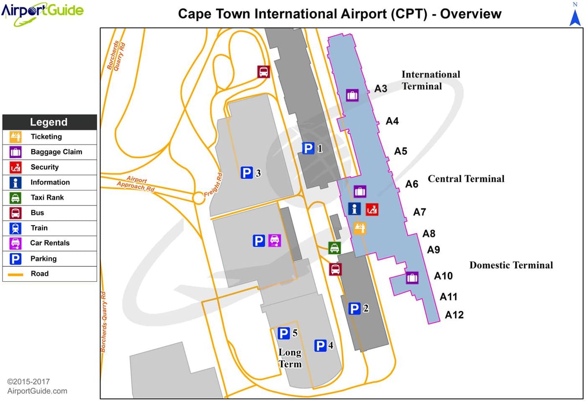 Cape Town international airport terminal mapa