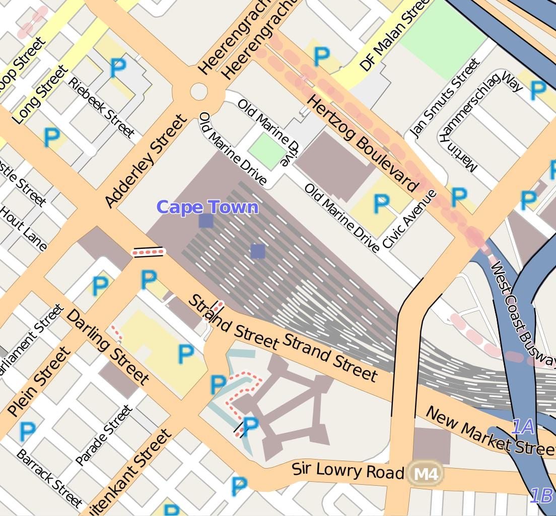 mapa de barrack street, Cidade do Cabo