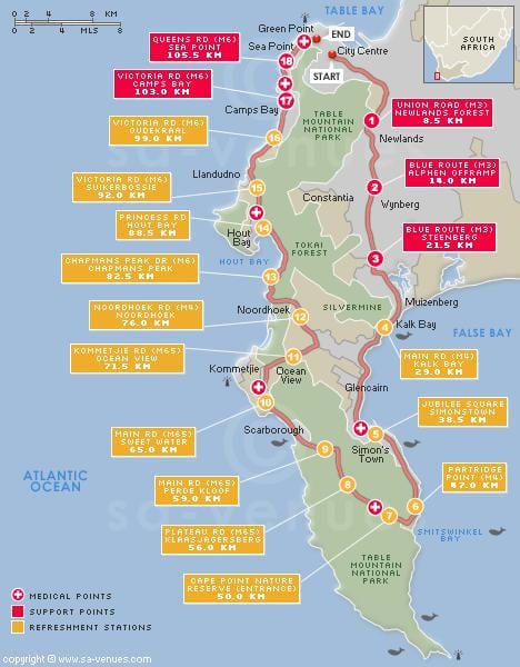 mapa de cape argus rota
