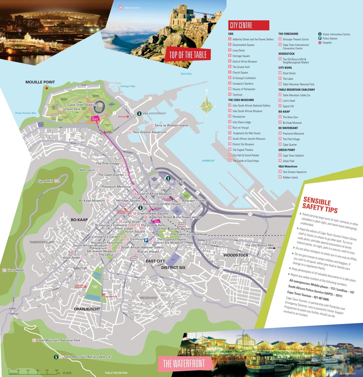 pontos turísticos da cidade de Cidade do Cabo mapa