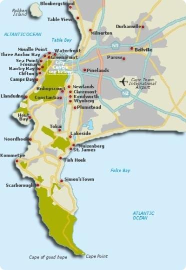 Cidade do cabo bairros mapa