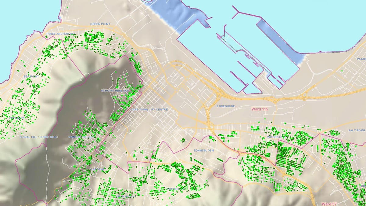 mapa da cidade de Cape Town alas