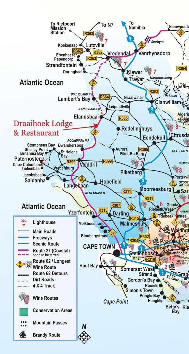mapa de Cidade do Cabo estrada