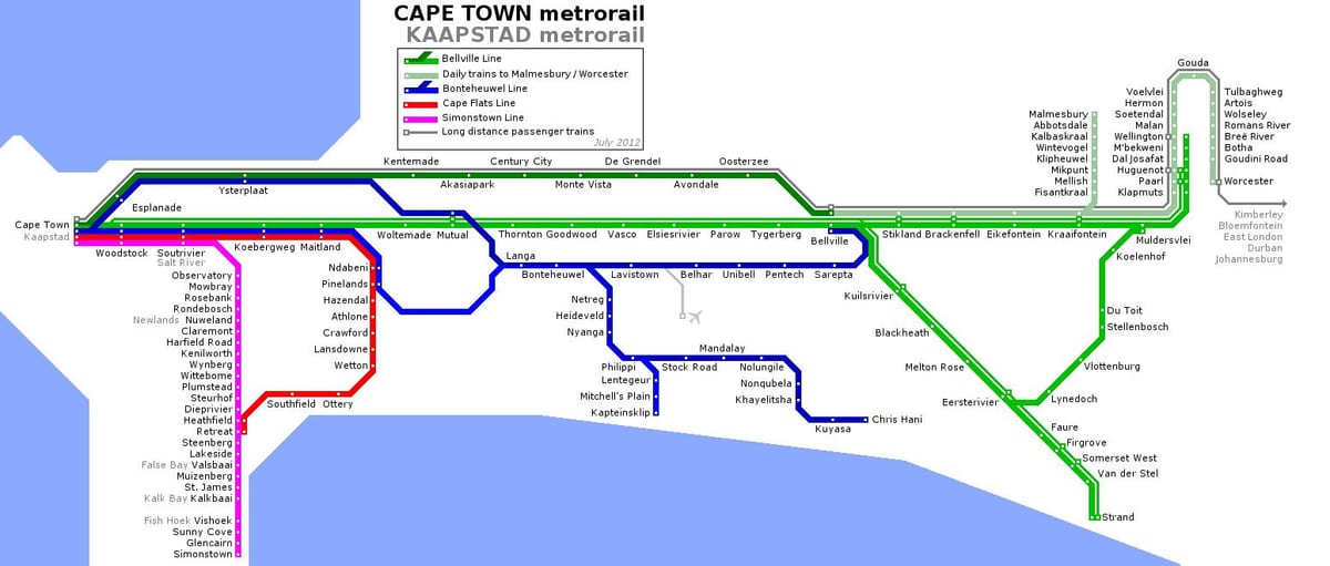 Mapa do metrô da Cidade do cabo