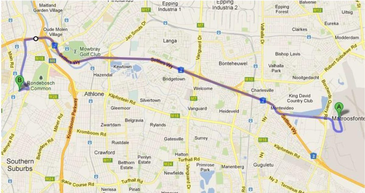 mapa de crawford Cidade do Cabo