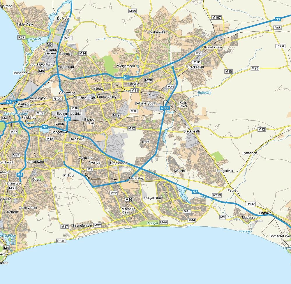 mapa da cidade de Cidade do Cabo