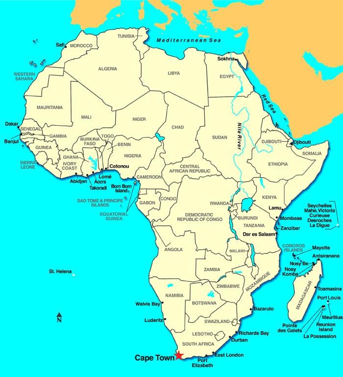 cape de áfrica do mapa