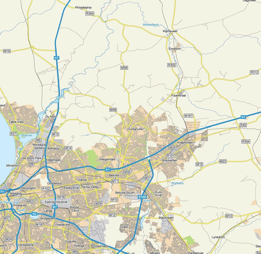 mapa de durbanville subúrbios