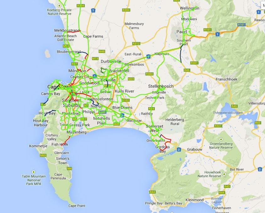 mapa de fibra mapa de Cidade do Cabo