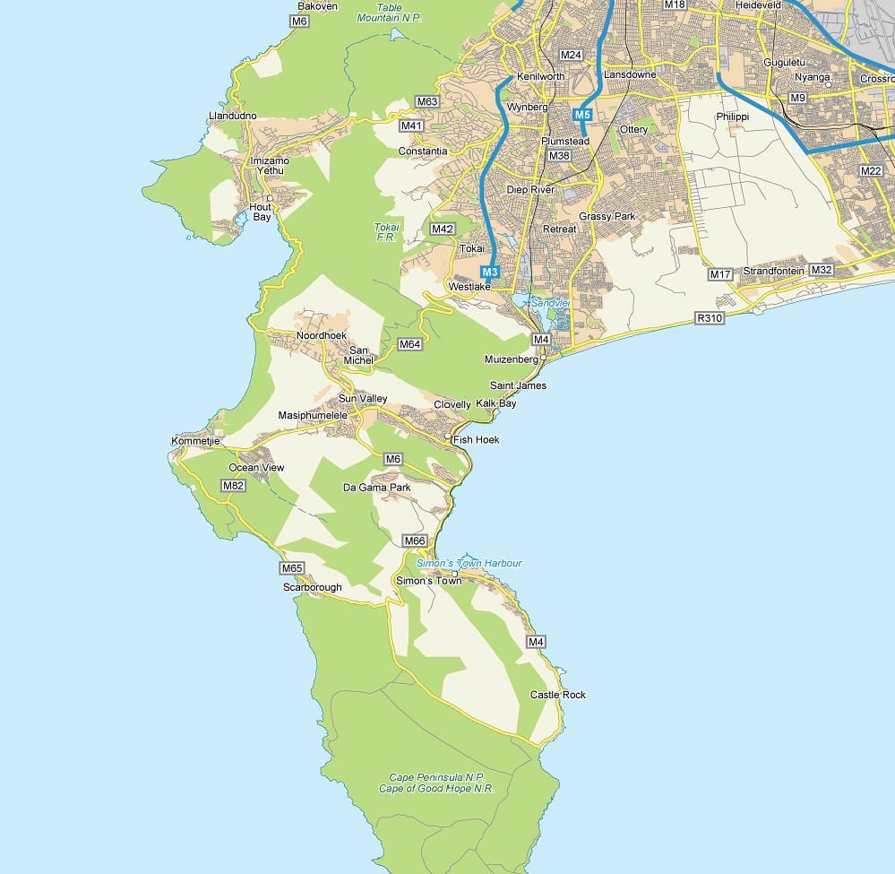 mapa de fish hoek, África do Sul