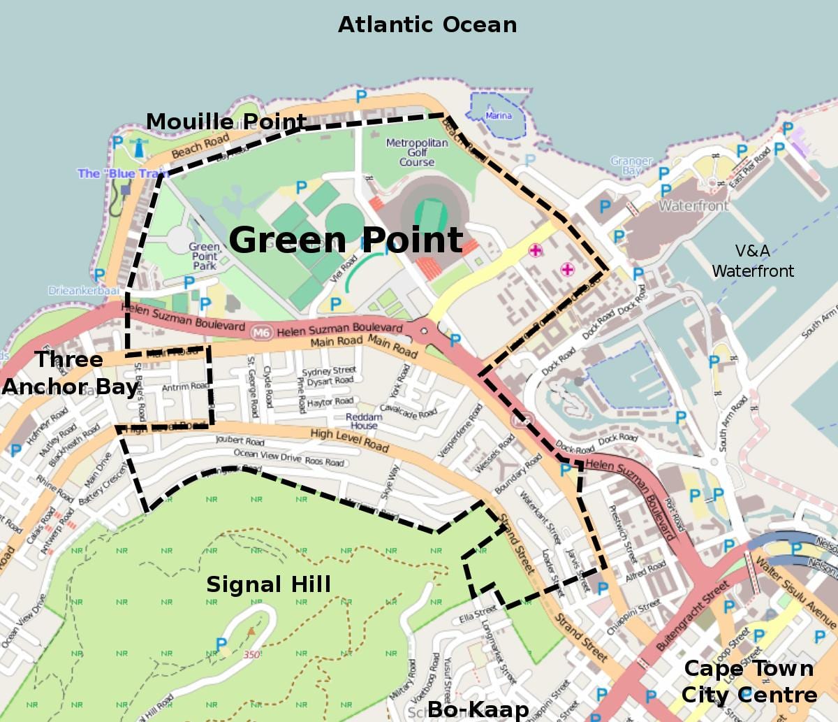 green point, Cidade do Cabo mapa