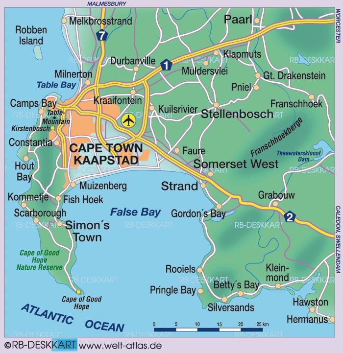 o mapa de Cidade do Cabo