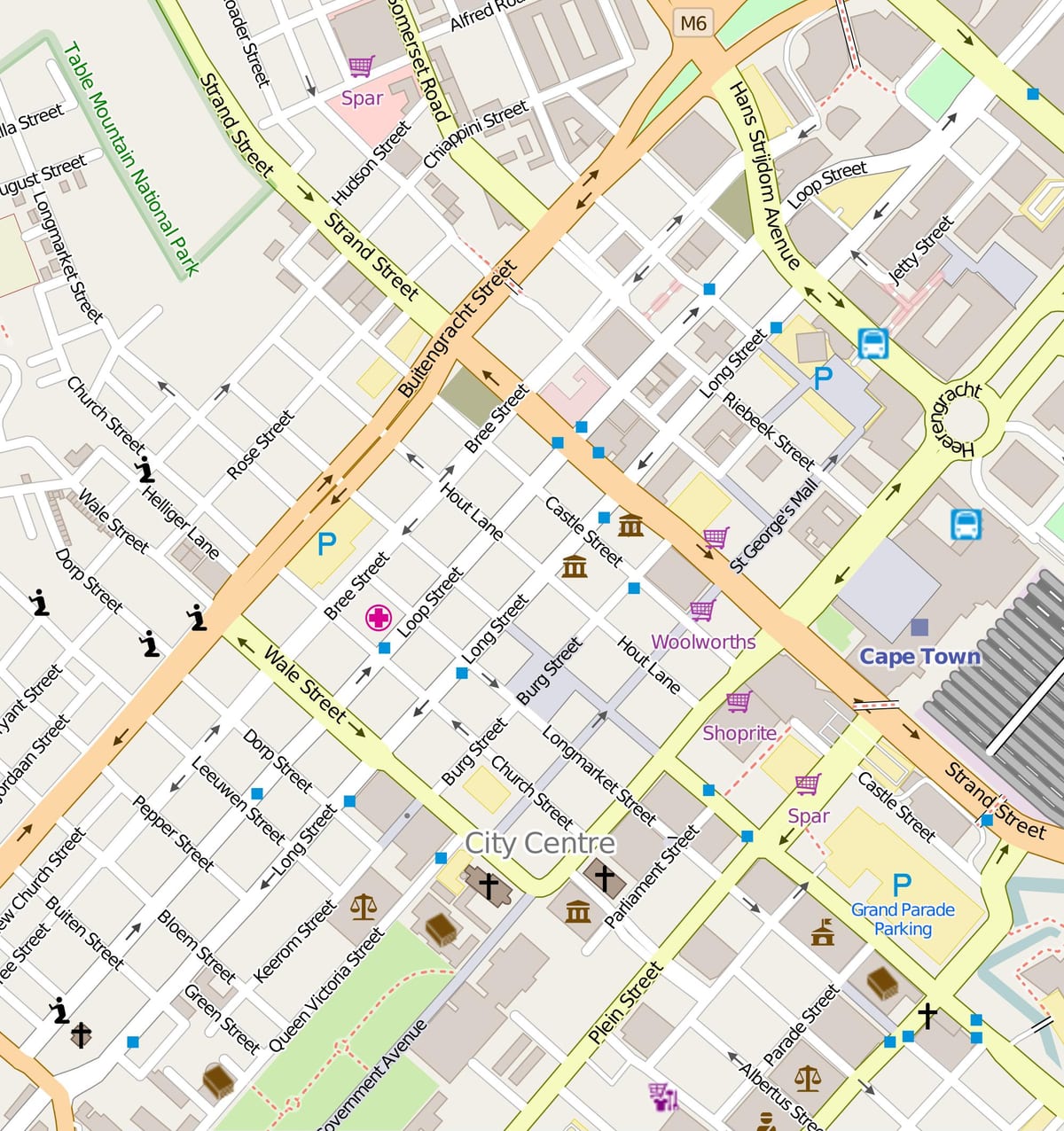 mapa de loop street, Cidade do Cabo