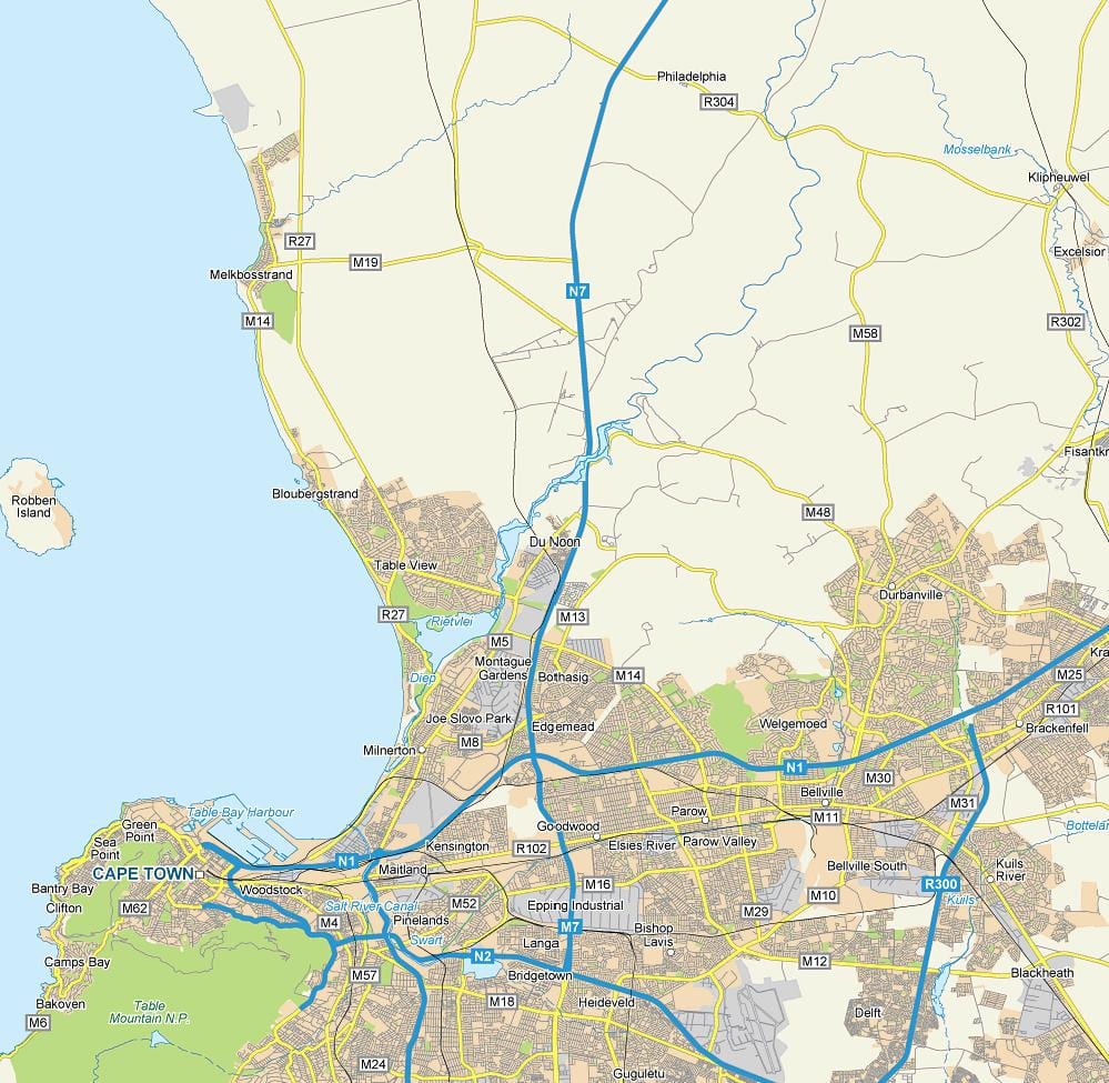 mapa da Cidade do Cabo.