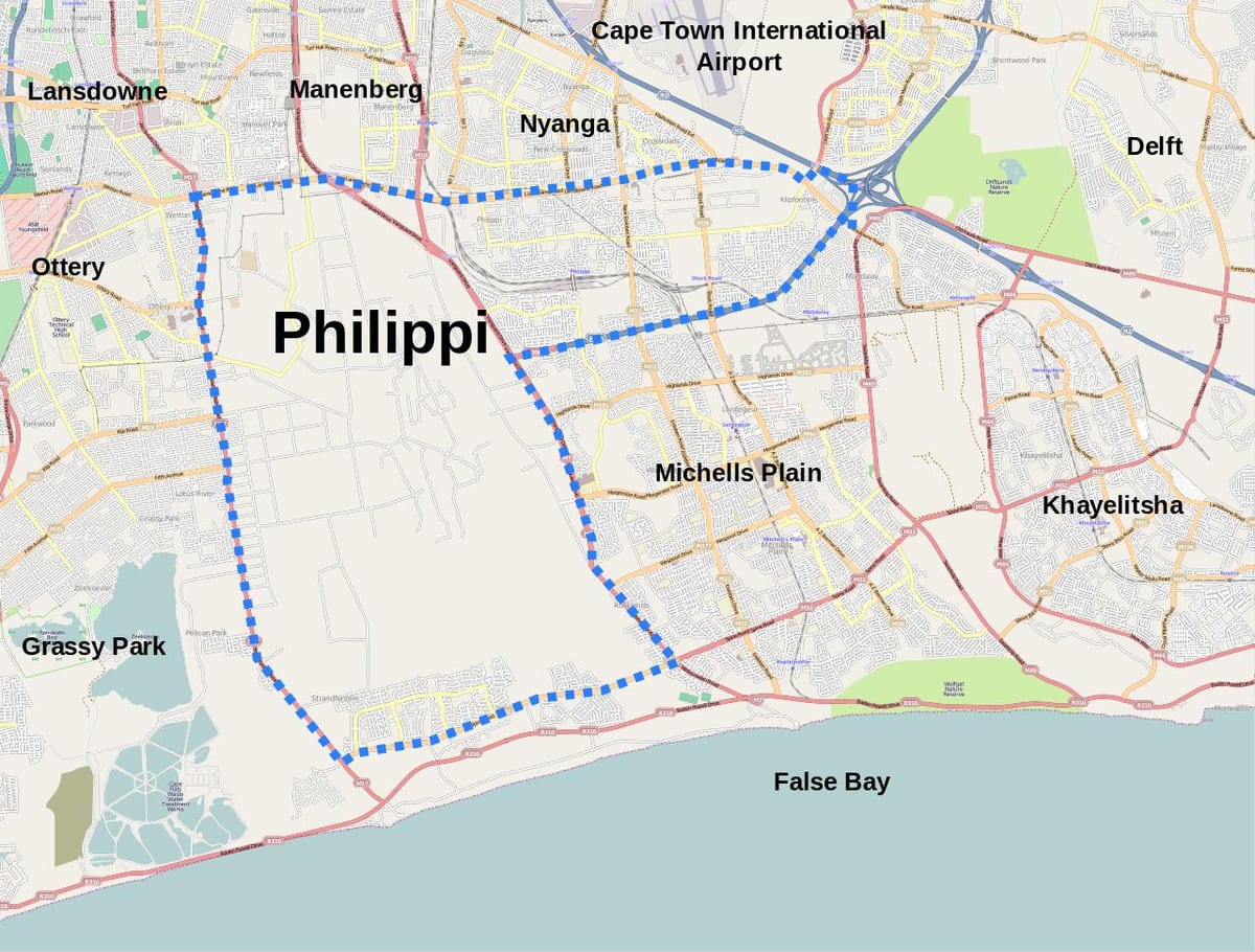 mapa de nyanga, Cidade do Cabo