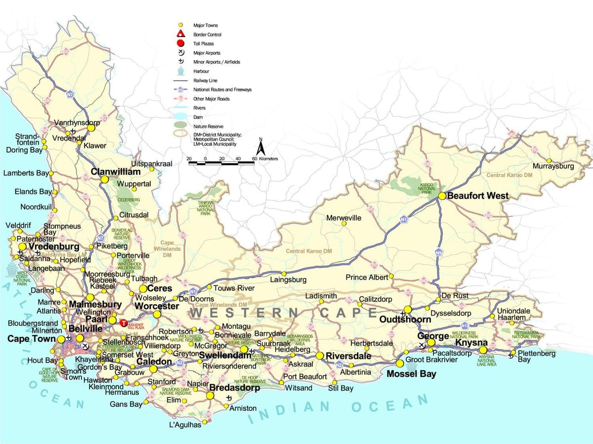 mapa do cabo, África do Sul