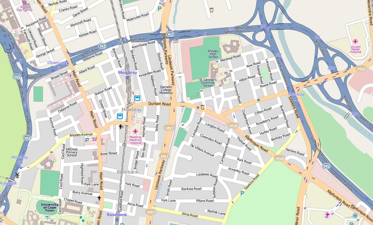 mapa de mowbray Cidade do Cabo