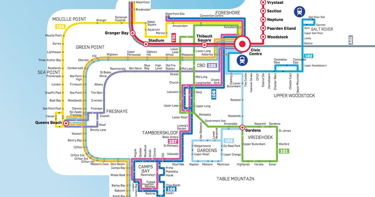 Cidade do cabo bus mapa
