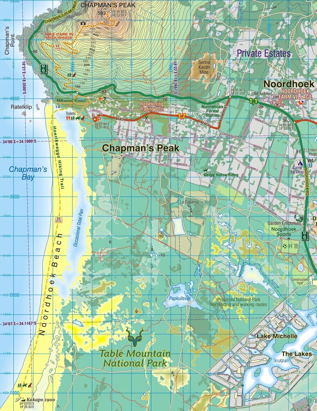 mapa de noordhoek Cidade do Cabo
