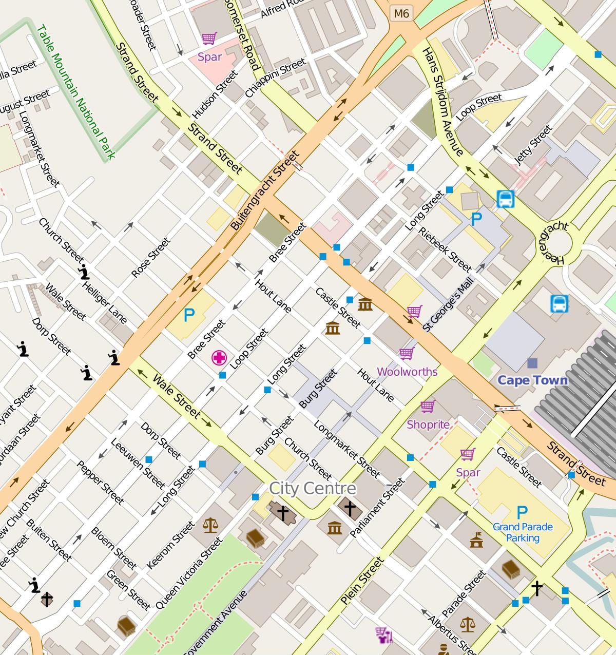 Mapa do centro de Cidade do cabo