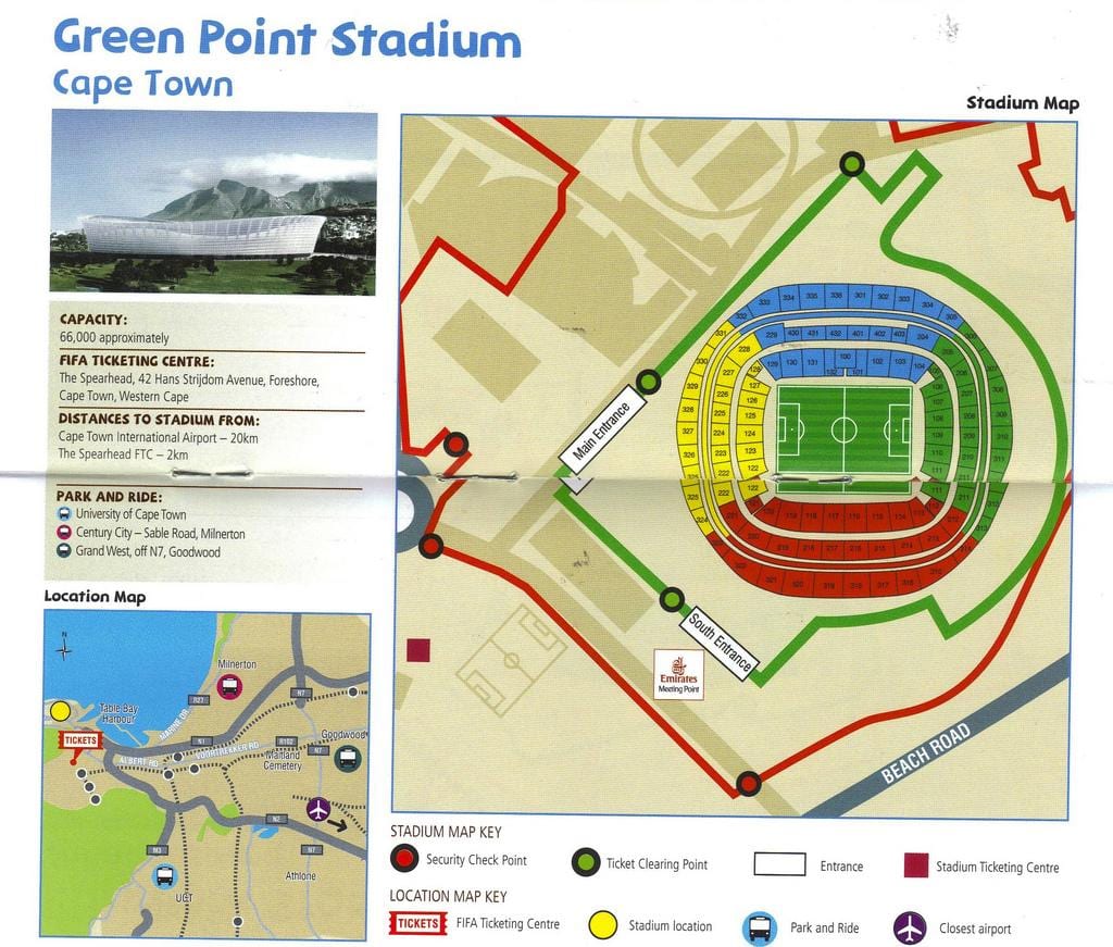 mapa do estádio green point estacionamento