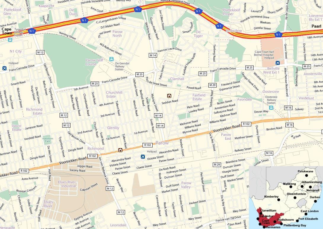 mapa de parow Cidade do Cabo
