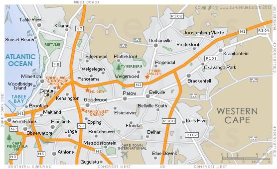 mapa de plattekloof Cidade do Cabo