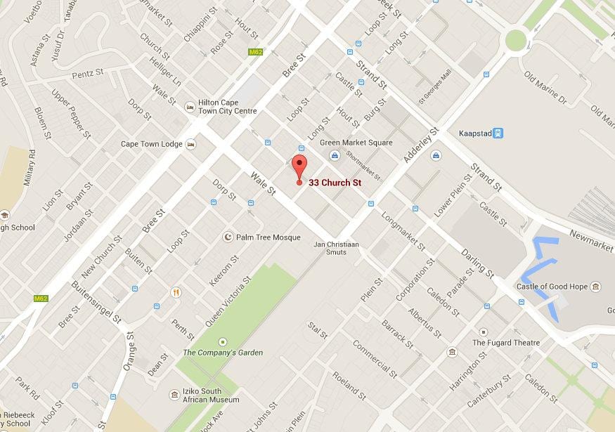 mapa da igreja rua da Cidade do Cabo 