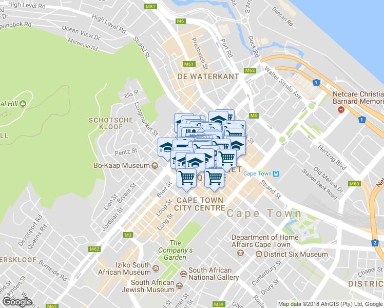 mapa de shortmarket rua Cidade do Cabo
