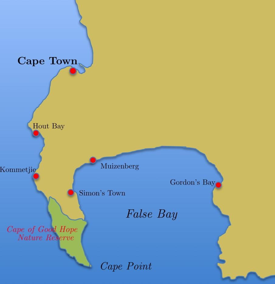 mapa da cidade do simon África do Sul