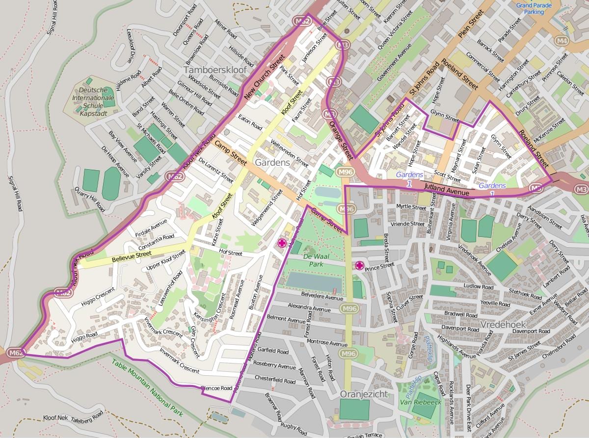 mapa de tamboerskloof Cidade do Cabo