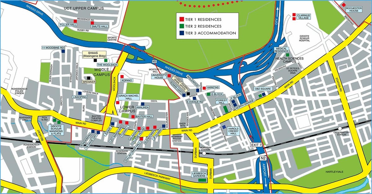 mapa da universidade da Cidade do Cabo