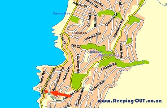 mapa da vista de mar, Cidade do Cabo