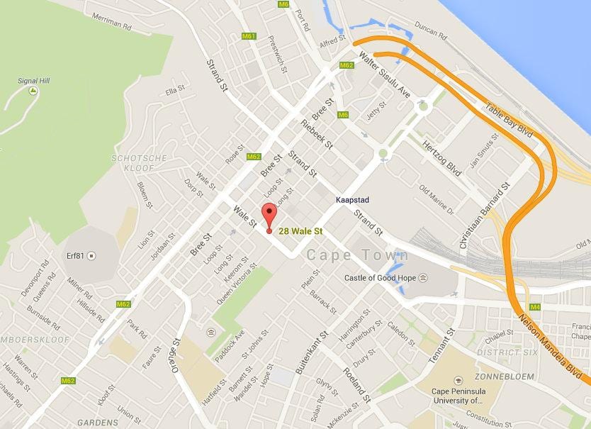 mapa de wale street, Cidade do Cabo