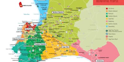 Mapa da Cidade do Cabo e subúrbios