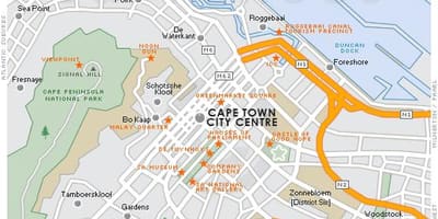 Mapa de cidade do século de Cidade do Cabo