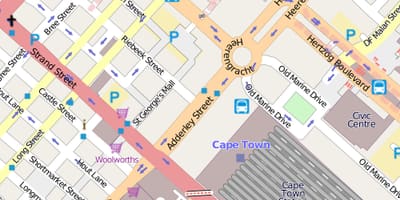 Mapa de heerengracht rua Cidade do Cabo