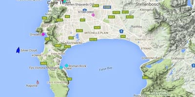 Mapa de mapa de fish hoek e do que o rodeia
