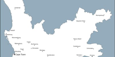 Mapa de western Cape Cidades