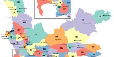 Mapa de western cape subúrbios