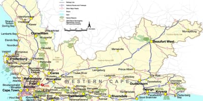 Mapa do cabo, África do Sul