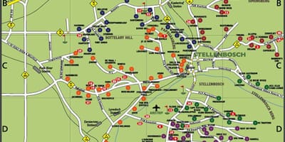 Mapa da rota do vinho do mapa de Cidade do Cabo